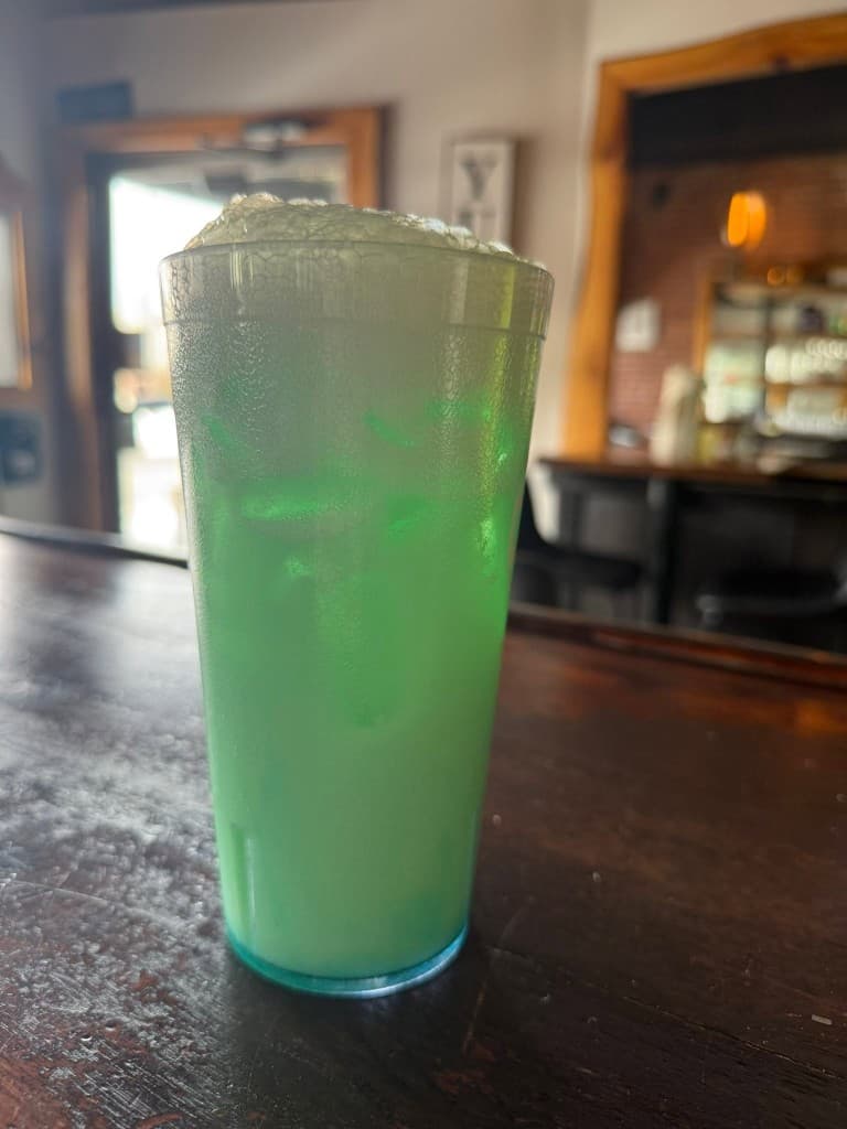 Green dirty soda at the soda bar