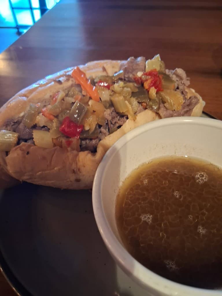 Italian beef sandwich with au jus