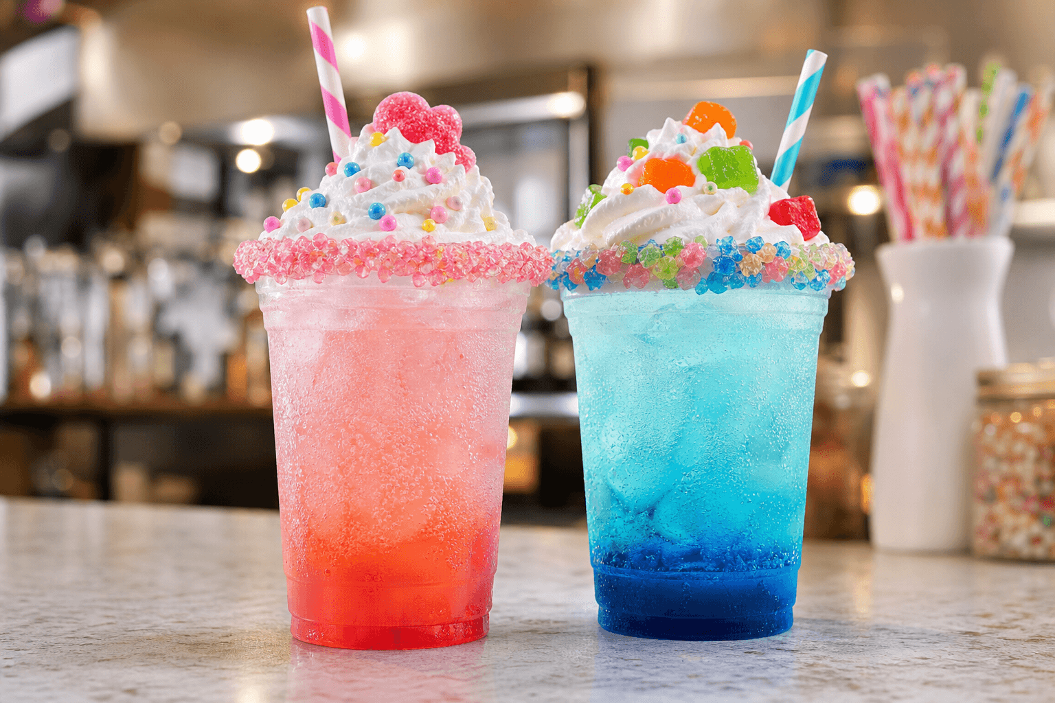 Colorful kid-friendly dirty sodas