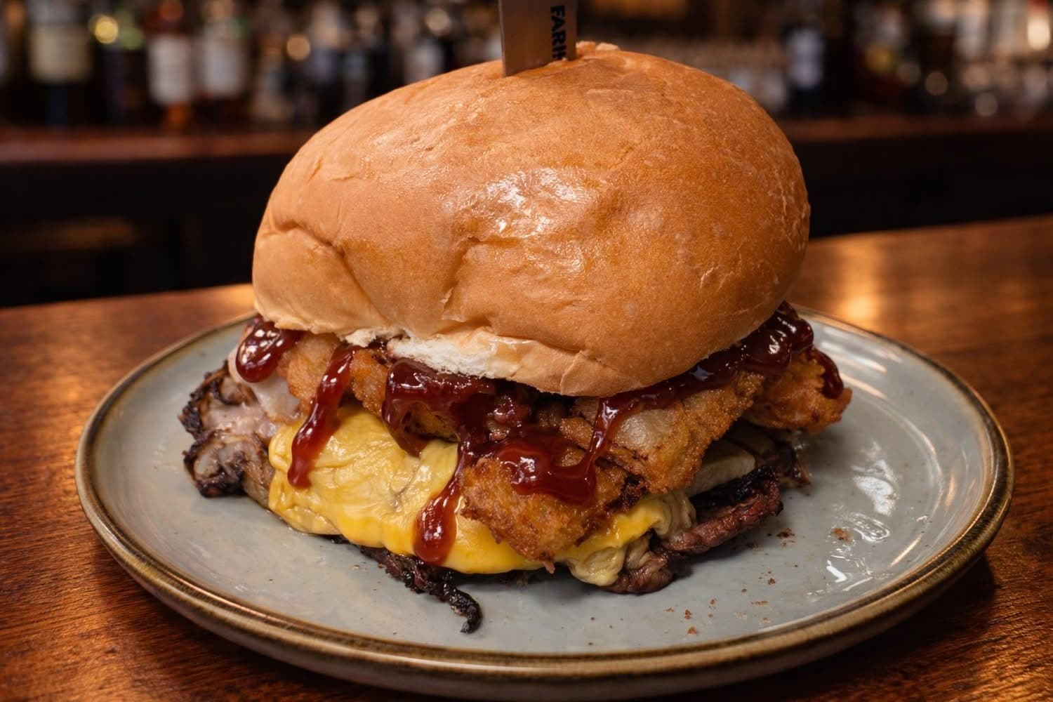 Bacon smash burger with fries